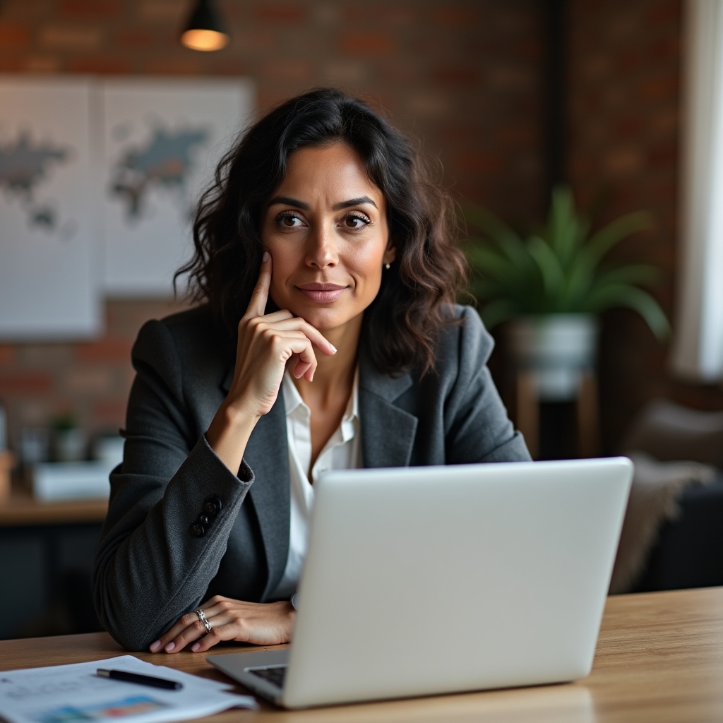 Business owner studying search engine documentation at a modern desk